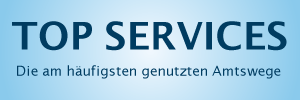 Grafik mit dem Schriftzug "Top Services - Die am häufigsten genutzten Amtswege"