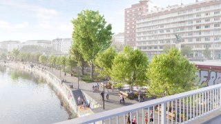 Rendering des umgestalteten Abschnittes des Donaukanals